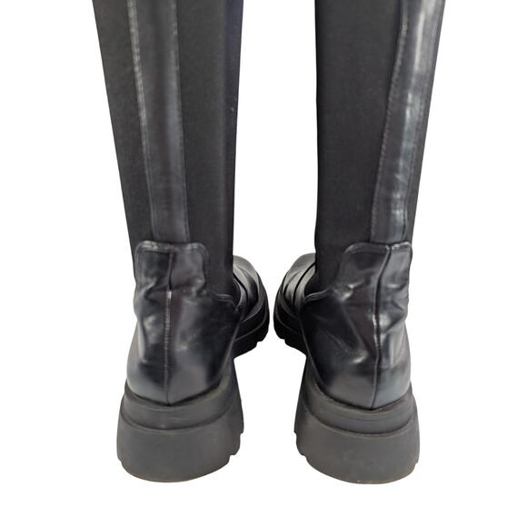 NWOT! NO DOUBT! BLACK VEGAN LEATHER & ELASTIC SKINTIGHT MILITARY BOOTS! SZ 10M - Picture 9 of 10